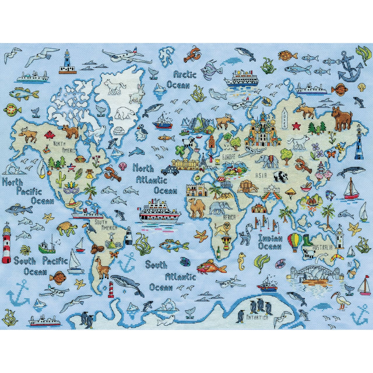 Design Works™ World Map Counted Cross Stitch Kit